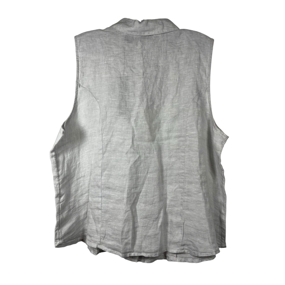 NWT TAHARI Sz XL Top 100% Linen Gray Button Up Shirt Blouse Minimalist Lagenlook - Picture 3 of 9